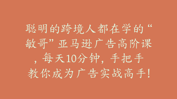 聪明的跨境人都在学的“敏哥”亚马逊广告高阶课，每天10分钟，手把手教你成为广告实战高手！【Ac-0035】