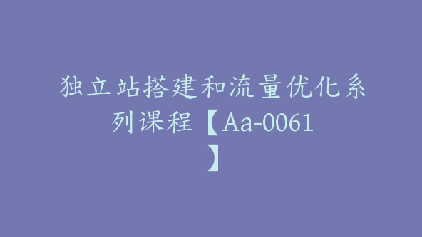 独立站搭建和流量优化系列课程【Aa-0061】