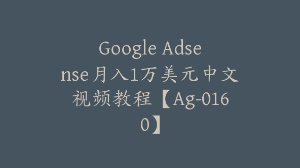 Google Adsense月入1万美元中文视频教程【Ag-0160】