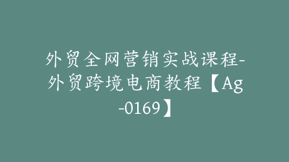 外贸全网营销实战课程-外贸跨境电商教程【Ag-0169】