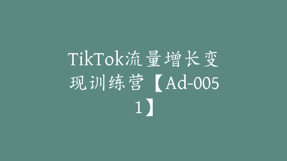 TikTok流量增长变现训练营【Ad-0051】