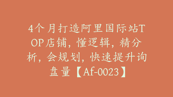 4个月打造阿里国际站TOP店铺，懂逻辑，精分析，会规划，快速提升询盘量【Af-0023】